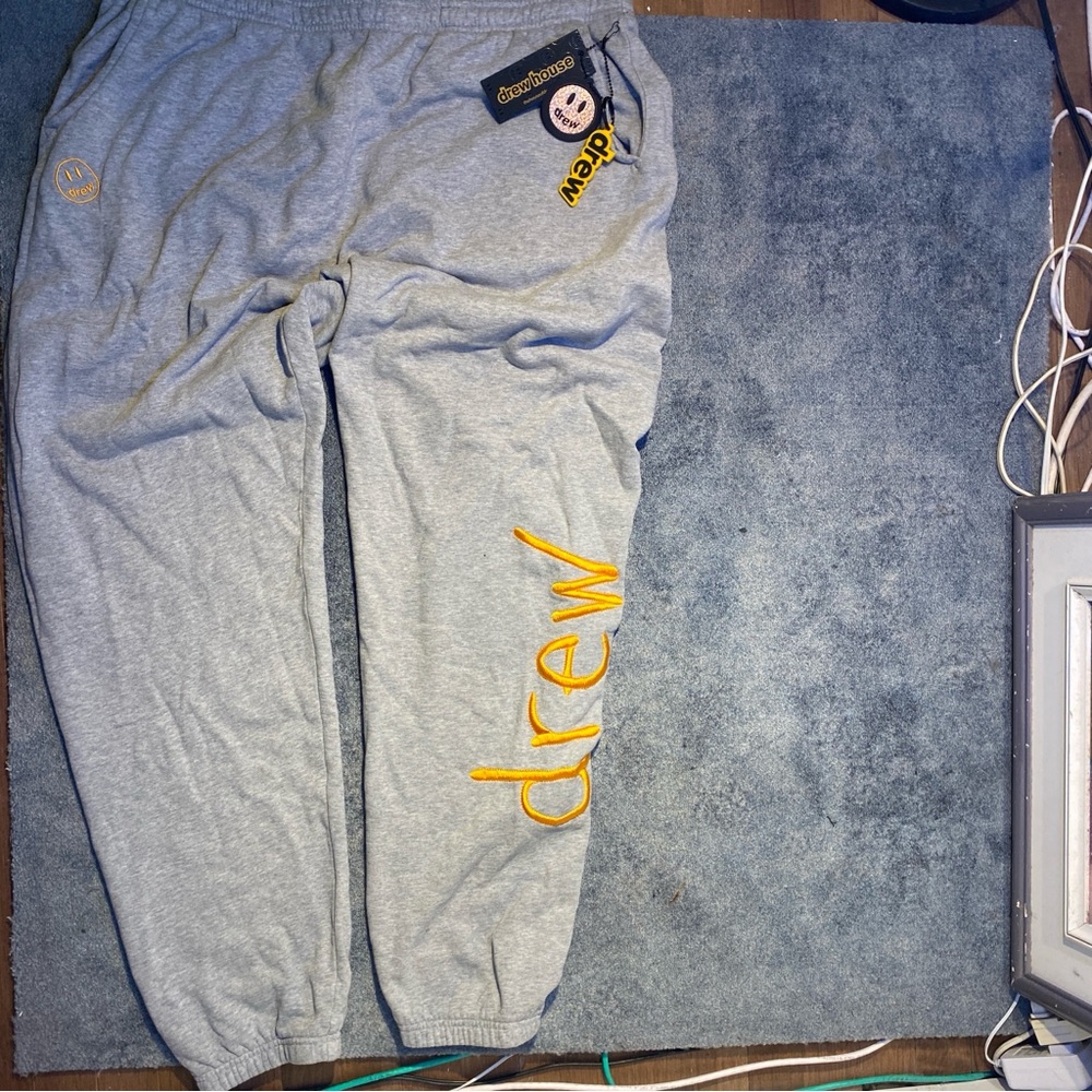 Drew House Gray and Yellow Joggers Relaxed Fit